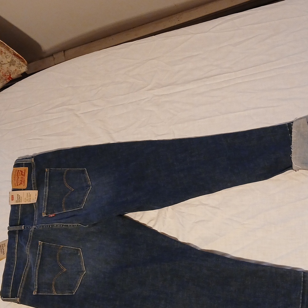 Levi's 311 Shaping Skinny Dark Blue Distressed Ankle Jeans size 32 Waist - Picture 4 of 7